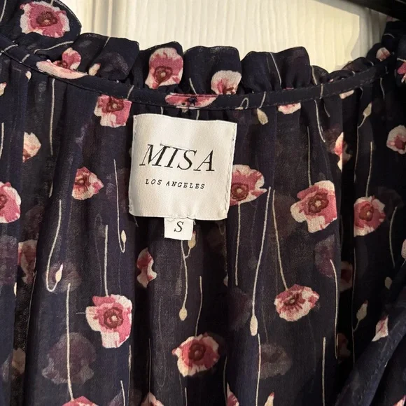 Floral Navy Dress with Pink Accents - Picture 3 of 4